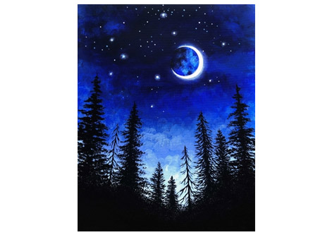 Paint Nite: Moon Through The Pines [Class in Los Angeles Paint Nite: Moon Through The Pines [Class in Los Angeles